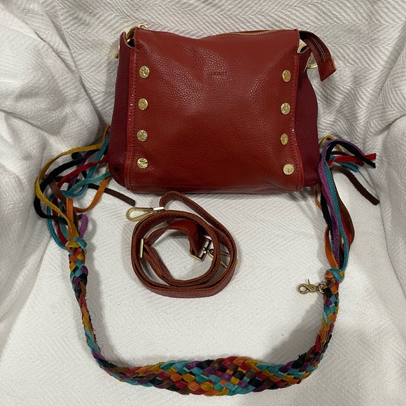 Hammitt Handbags - Hammitt Bryant Zinfandel Red Crossbody Bag with Multicolor Strap